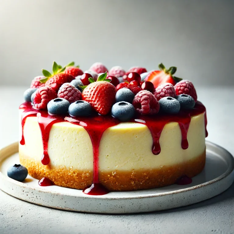 a cheesecake with berries on top