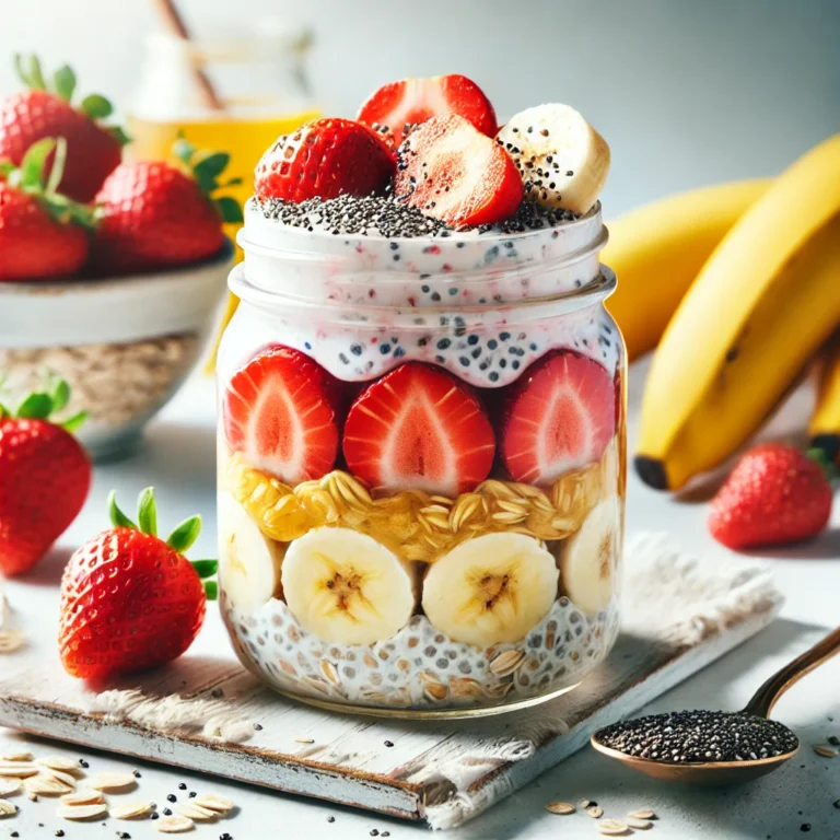 a jar of fruit and oatmeal with a spoon and a bowl of fruit