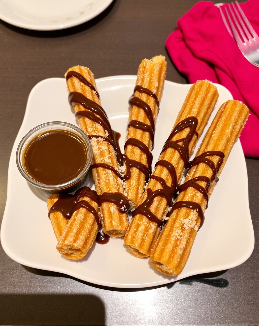 Churros con salsa de chocolate