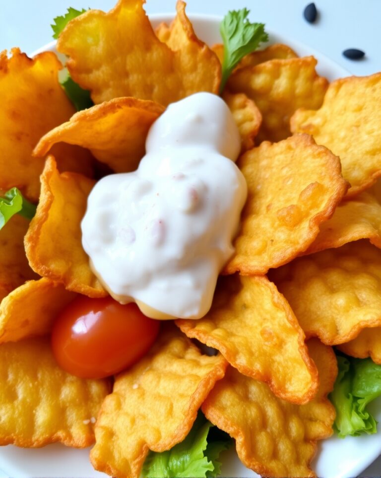 chips de platano con salsa de yogurt